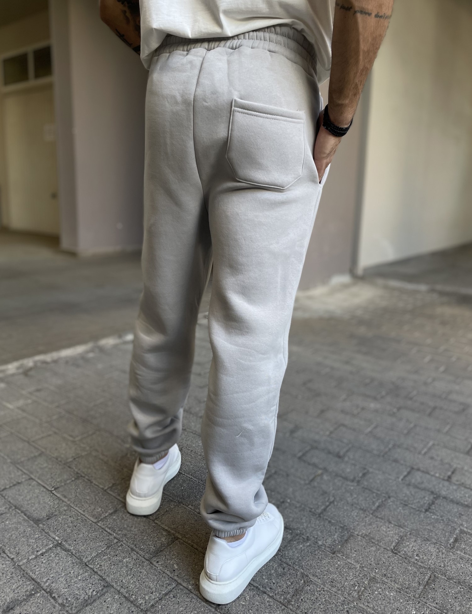 Ανδρικό γκρι παντελόνι φόρμας με λάστιχο ES26001G φωτογραφία